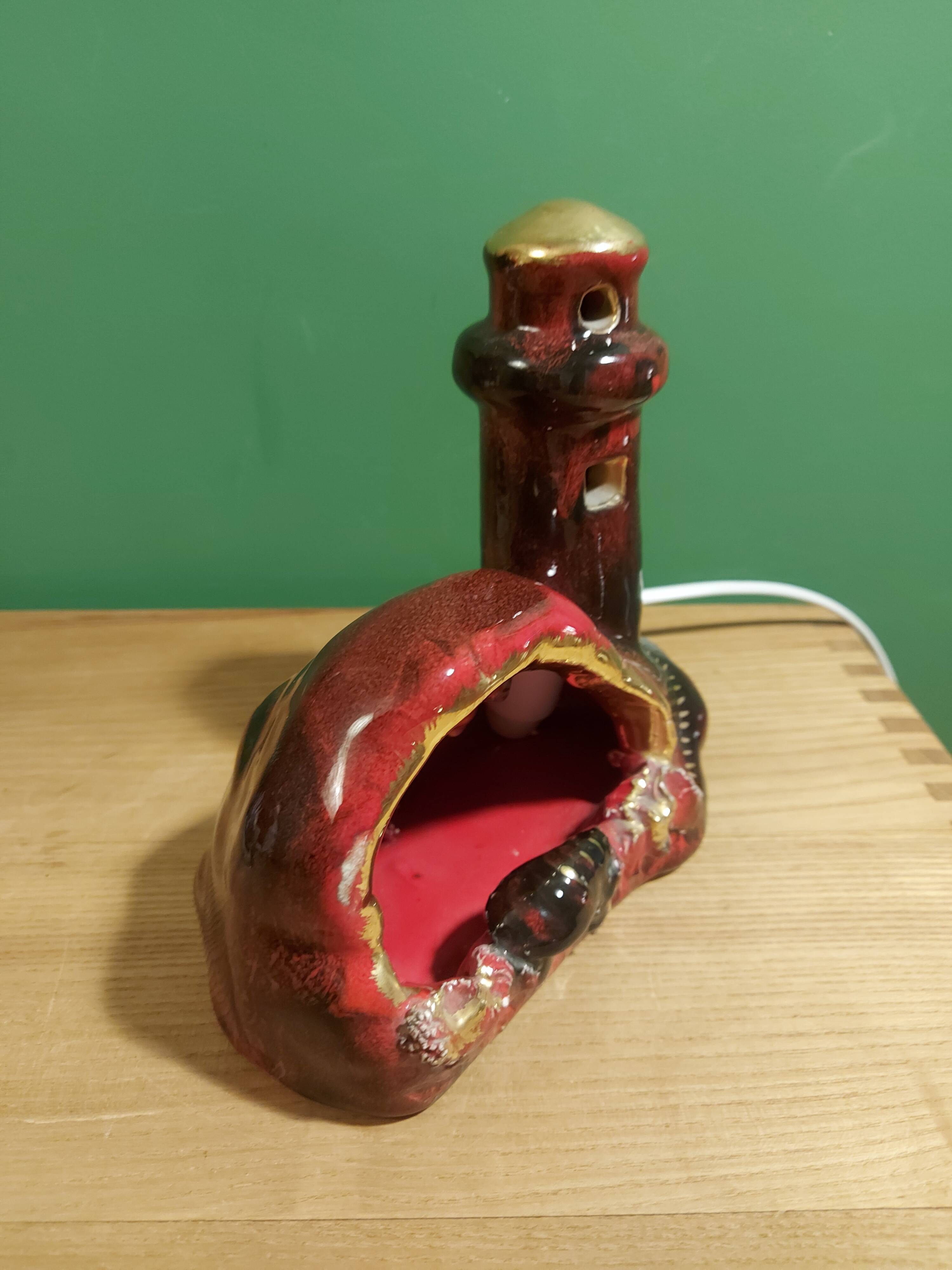 Vintage ceramic lamp in the shape of a lighthouse, Vallauris