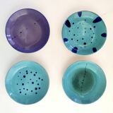 Set of Four Turquoise Earthenware Vide-Poche / Decorative Plates by Albisol