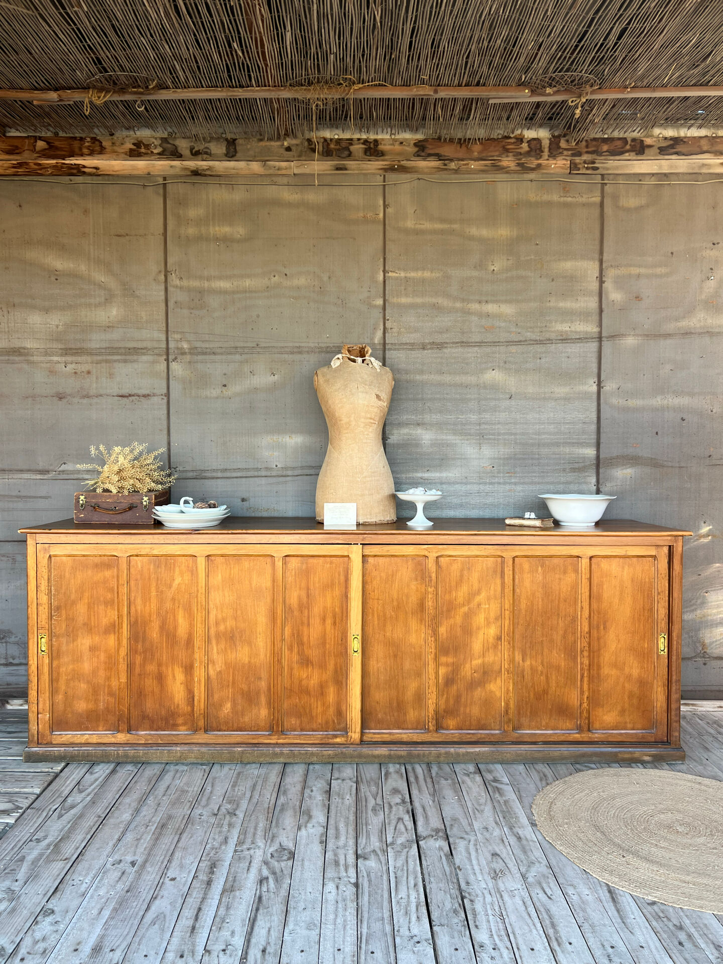 Old counter with sliding doors