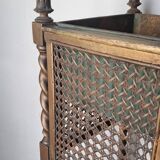 Antique Caned Fern Planter on Spiral Turned Legs