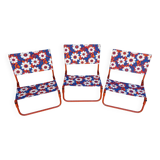 3 retro folding chairs, camping, beach, around 1970