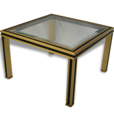 Petite table basse, bout de canapé, style Pierre VANDEL, alu et verre biseauté, années 70/80