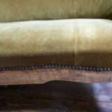 Three-seater velvet canapé in green, Louis Philippe style, 19th century.