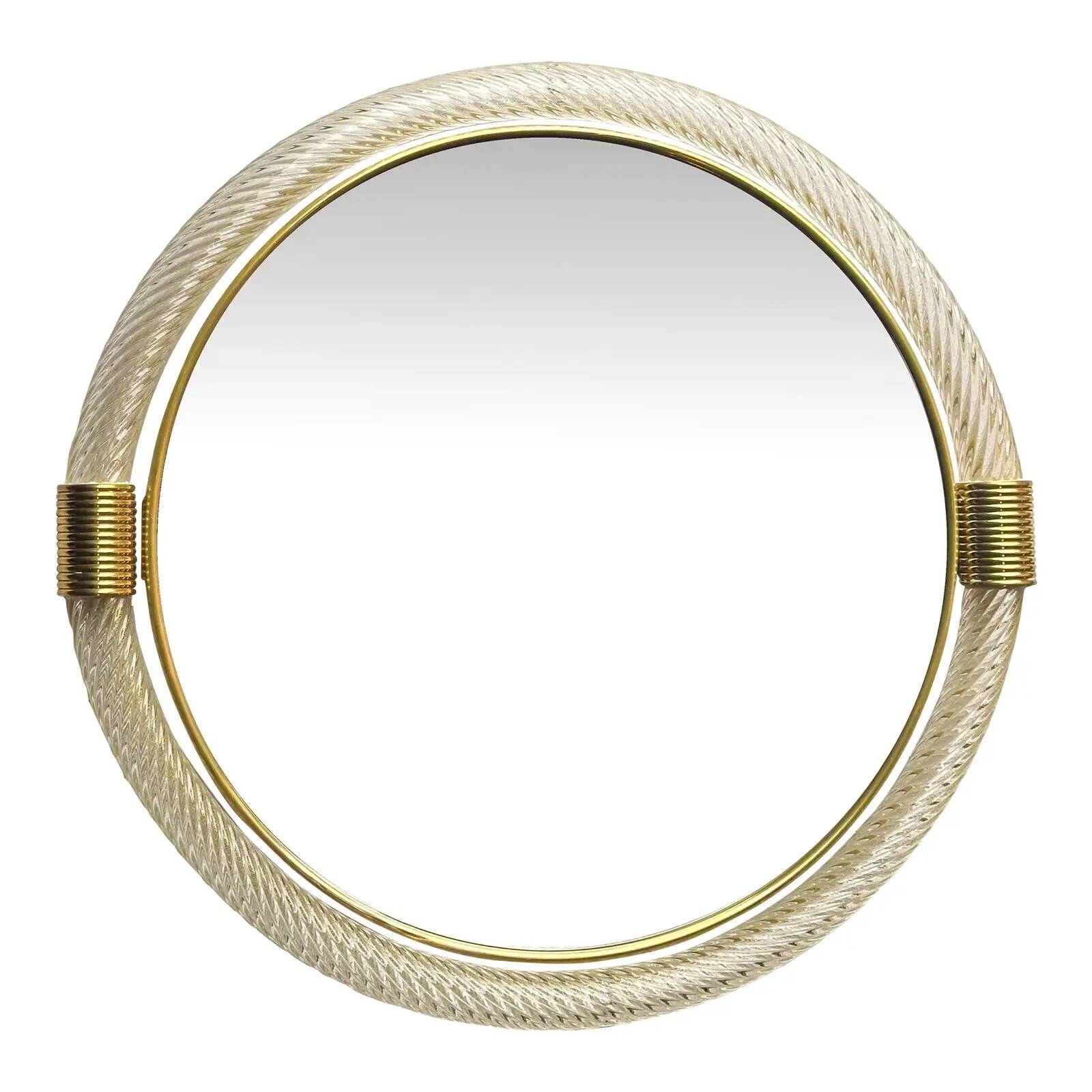 Venetian Round"Torgiglione-Torchon" Murano Glass Wall Mirror in Barovier St
