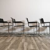Mid-century chromed leather chairs