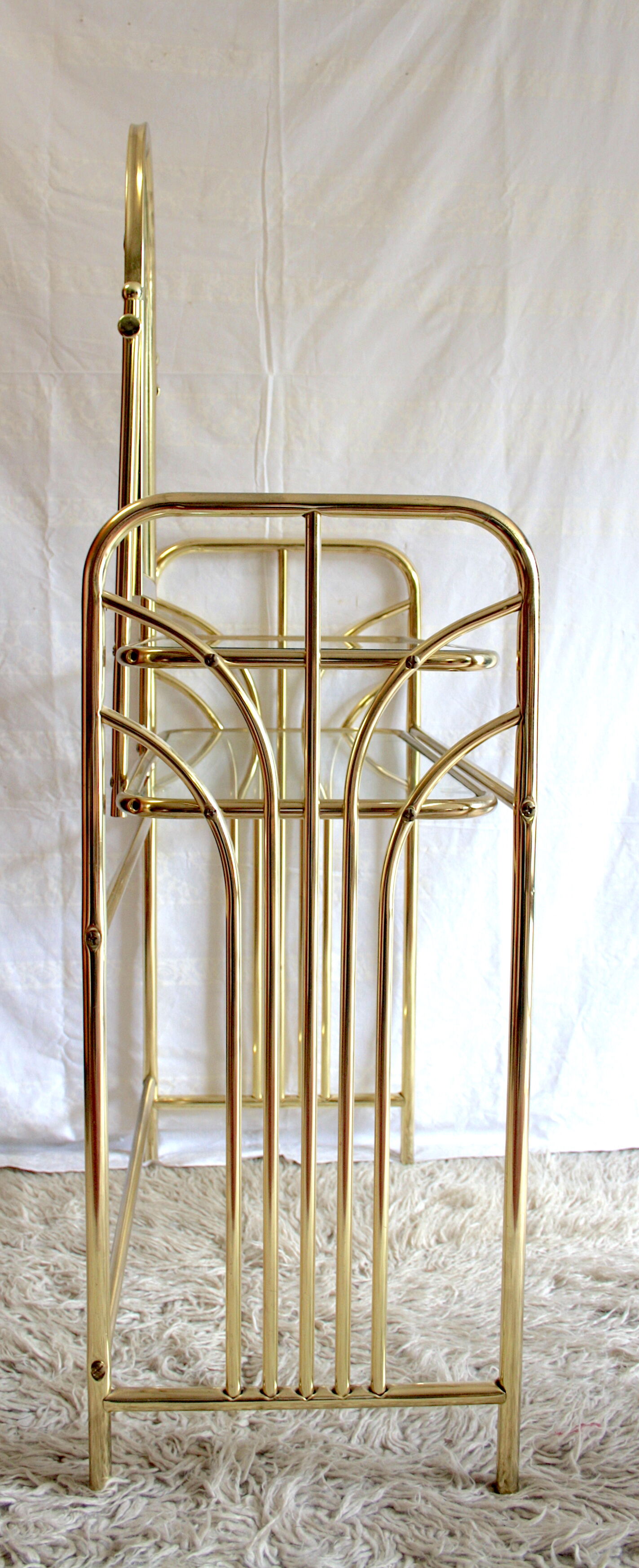 Coiffeuse et son siège métal doré années 70