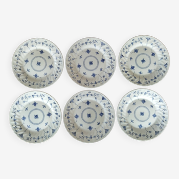 6 assiettes plates anglaises, décor scandinave