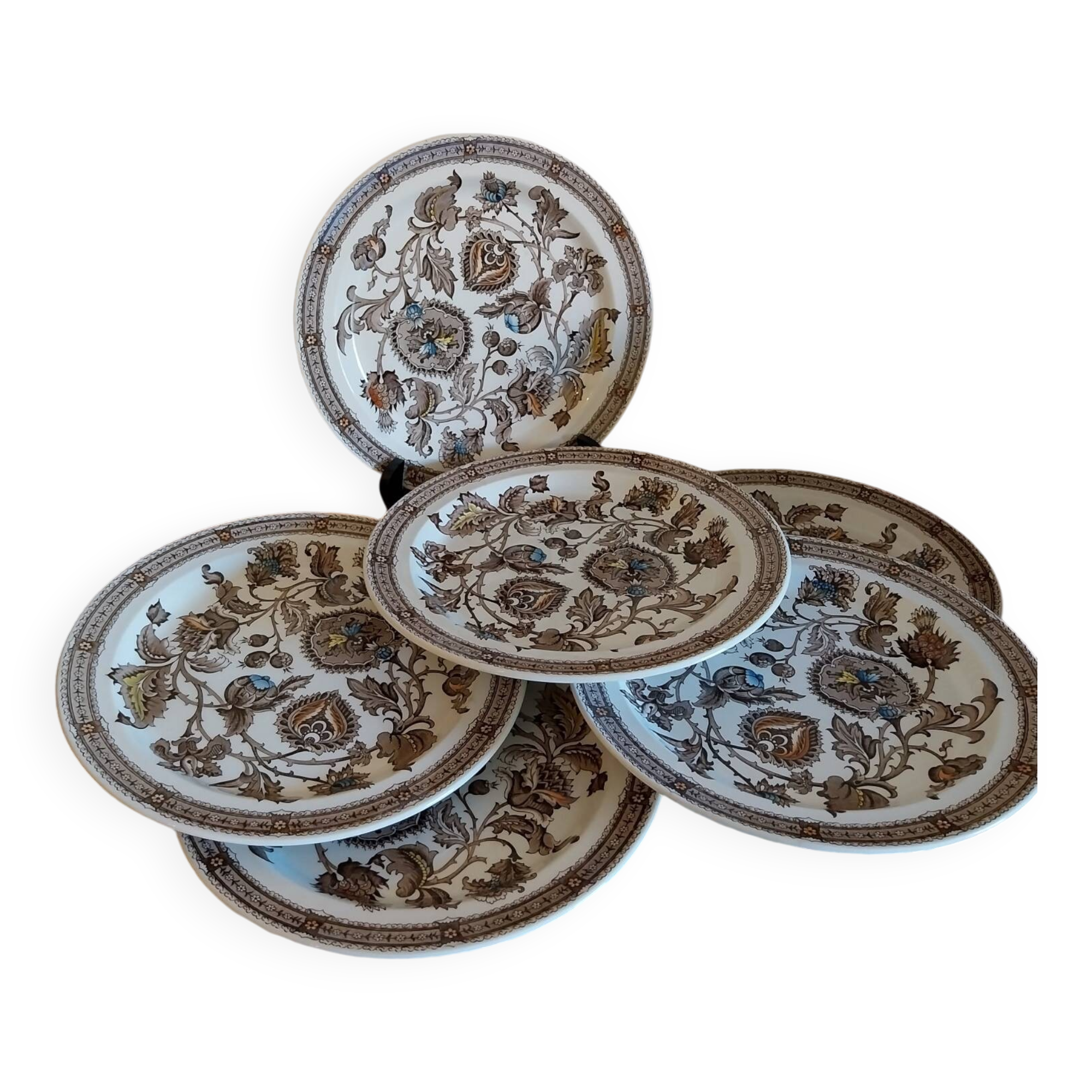 Ridgway Jacobean pattern English dinner plates