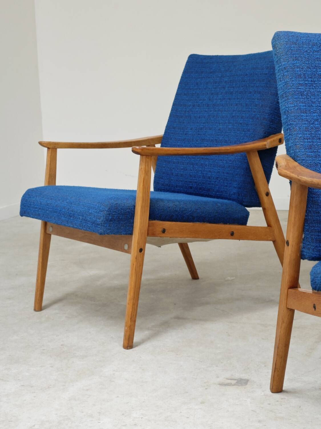 Pair of blue armchairs by Jiri Jiroutek for Interier Praha, 1960