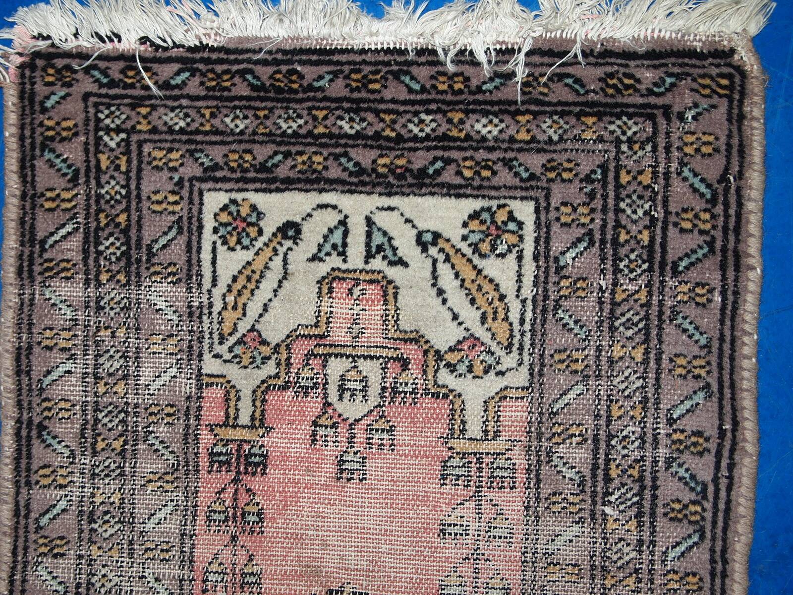 Tapis de Prière Vintage Bukhara en Laine, Années 1950, Pièce Authentique
