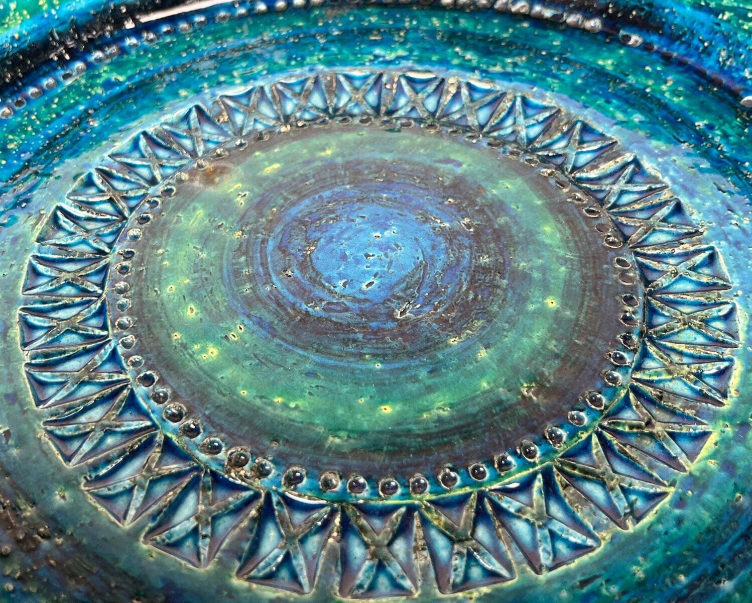 Large Mid-Century Modern Rimini Blu Pottery Bowl by Aldo Londi for Bitossi, Italy, 1960s