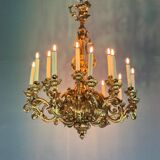 Carved and Gilded Wood Chandelier, 18 Arms of Light, Italy Circa 1880