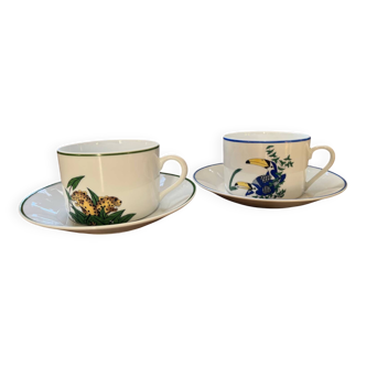 Limoges Deshoulieres breakfast cups and saucers