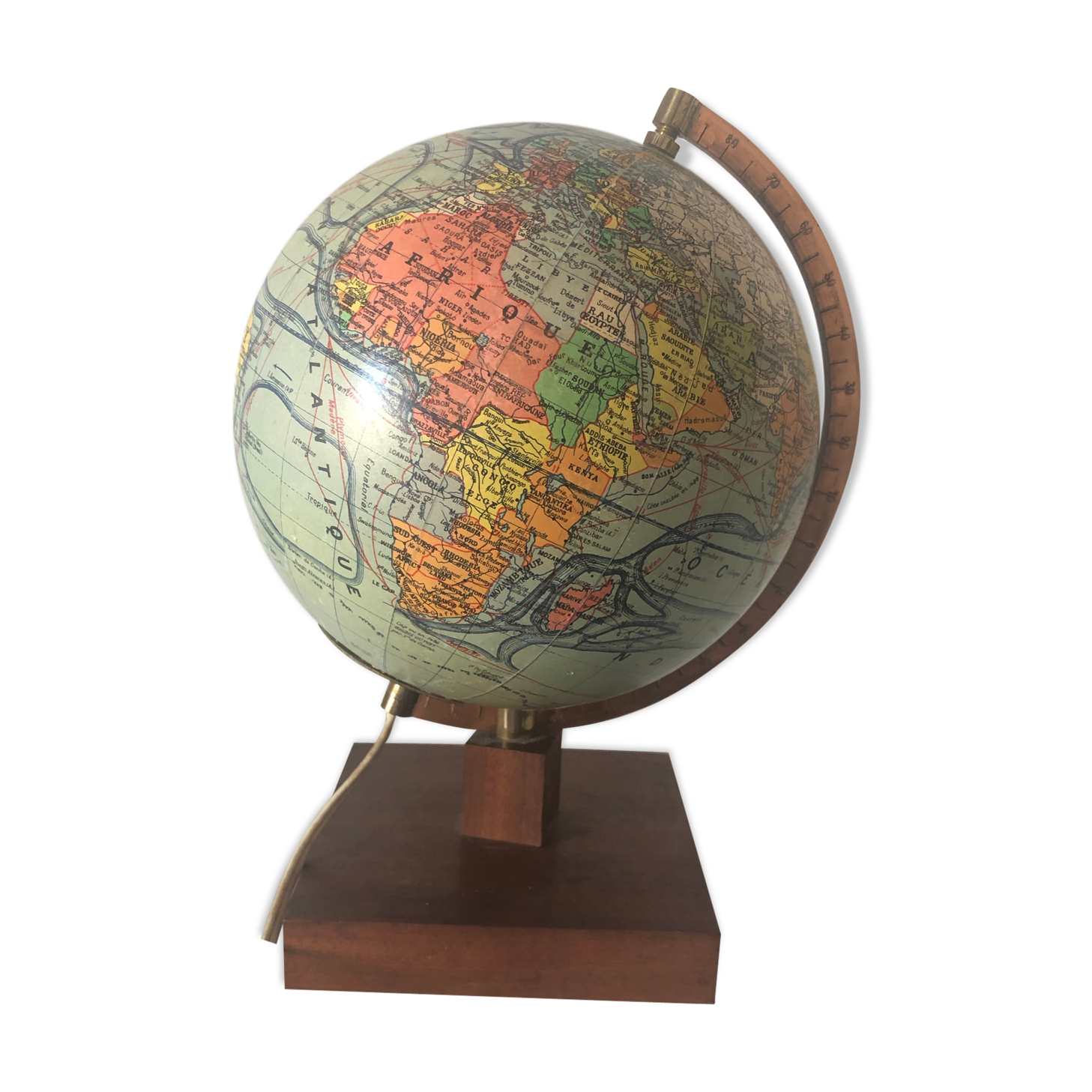 Globe terrestre girard barrère verre vintage 1960