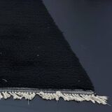 Simple black handmade wool rug 250cm x 150cm