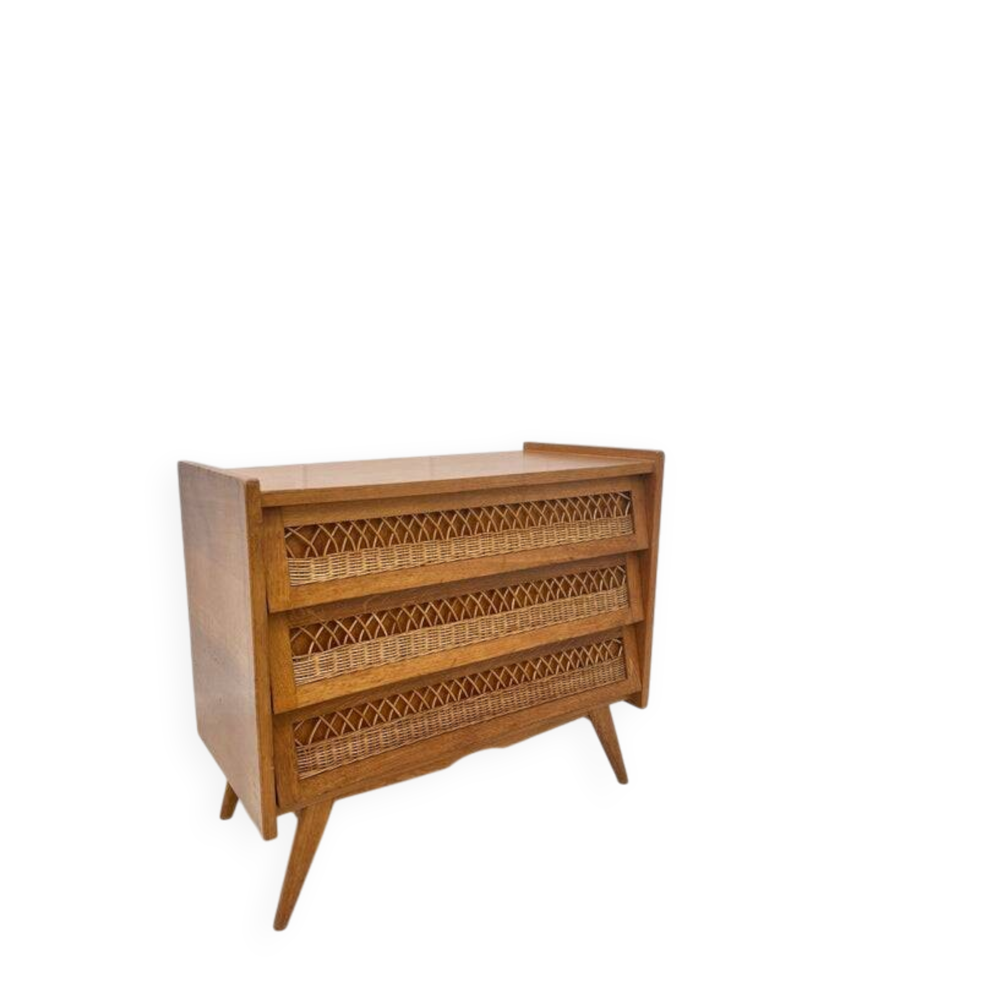 Commode rotin pieds compas