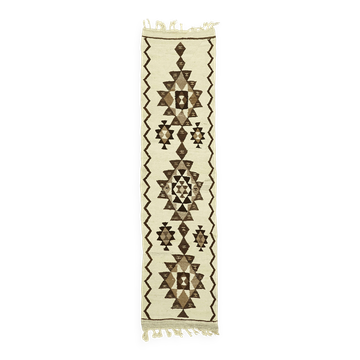 Turkish Handwoven Vintage Herki Kilim 80 cm x 273 cm