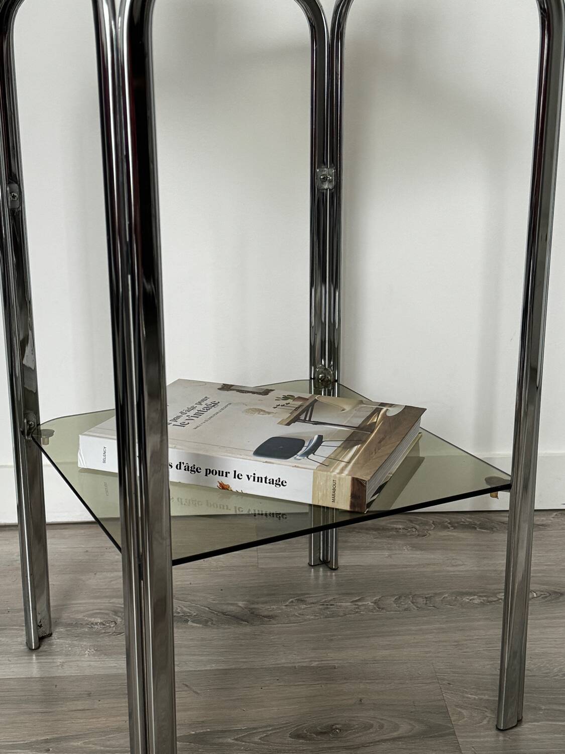 Antique vintage smoked glass side table / end table