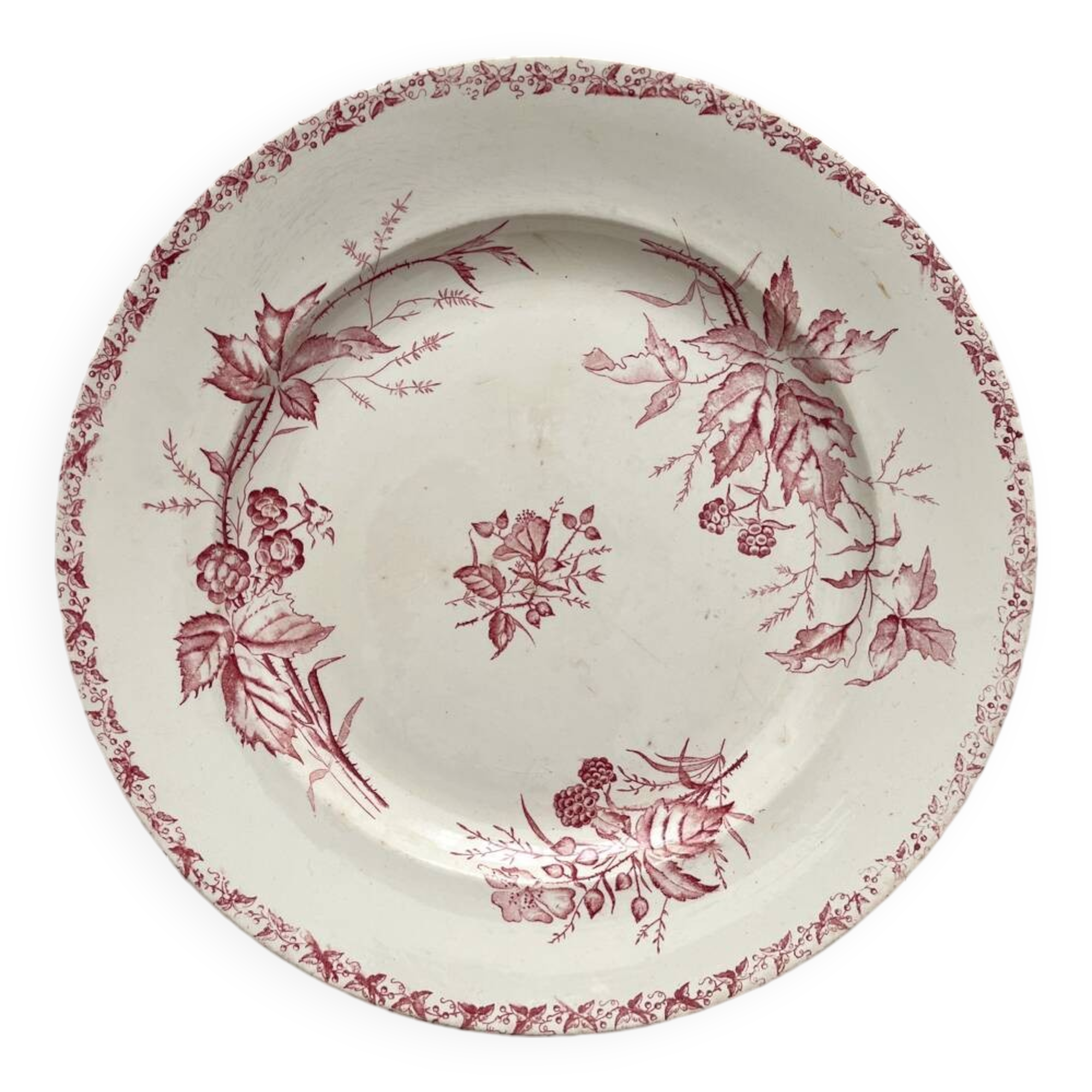 Round ironstone dish “Mûre” Badonviller