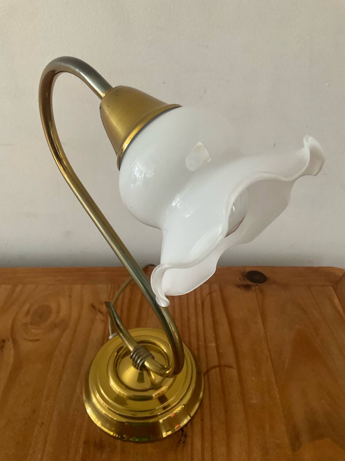 Vintage brass and opaline lamp