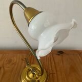 Vintage brass and opaline lamp