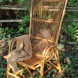 Large vintage rattan armchair