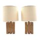 Hollywood regency pink marble set of 2 table lamps, France 1970s