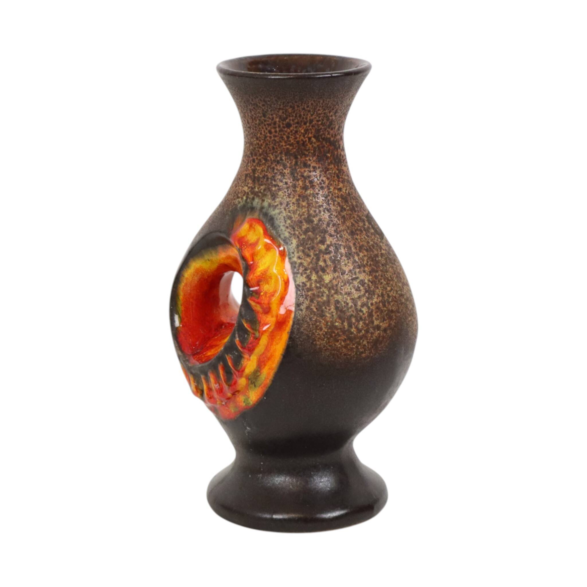 Rare Orange Fat Lava Vase West Germany Walter Gerhards 26cm