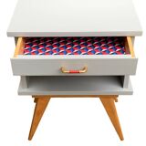 Pair of vintage 1950s compass foot bedside tables