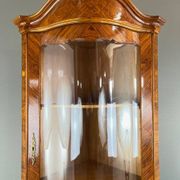 Corner display case in marquetry, 20th century