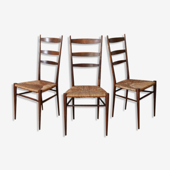 Series of 3 chairs style Gio Ponti