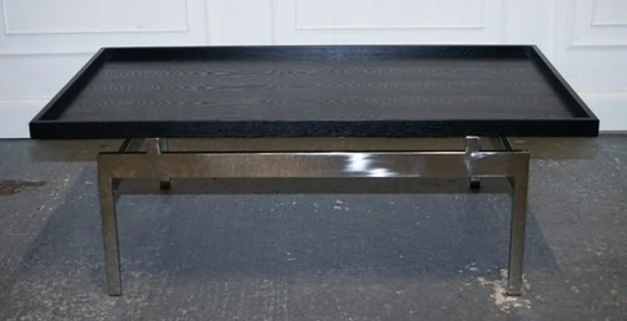 Black Art Deco Coffee Table with Stainless Steel by Casa Padrino