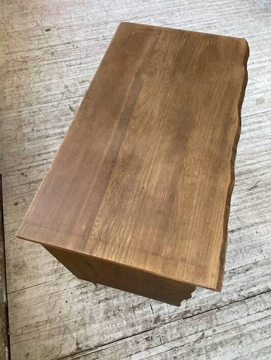 Brutalist desk in elm, signed Aranjou.