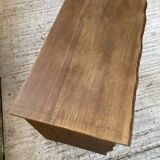 Brutalist desk in elm, signed Aranjou.