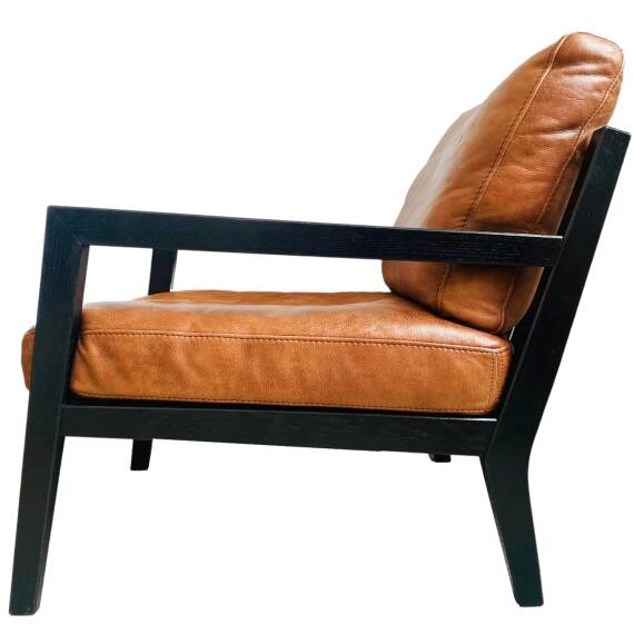 Vintage Danish design armchair nubuck leather brown wood