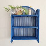 Vintage shelf in Klein blue rattan