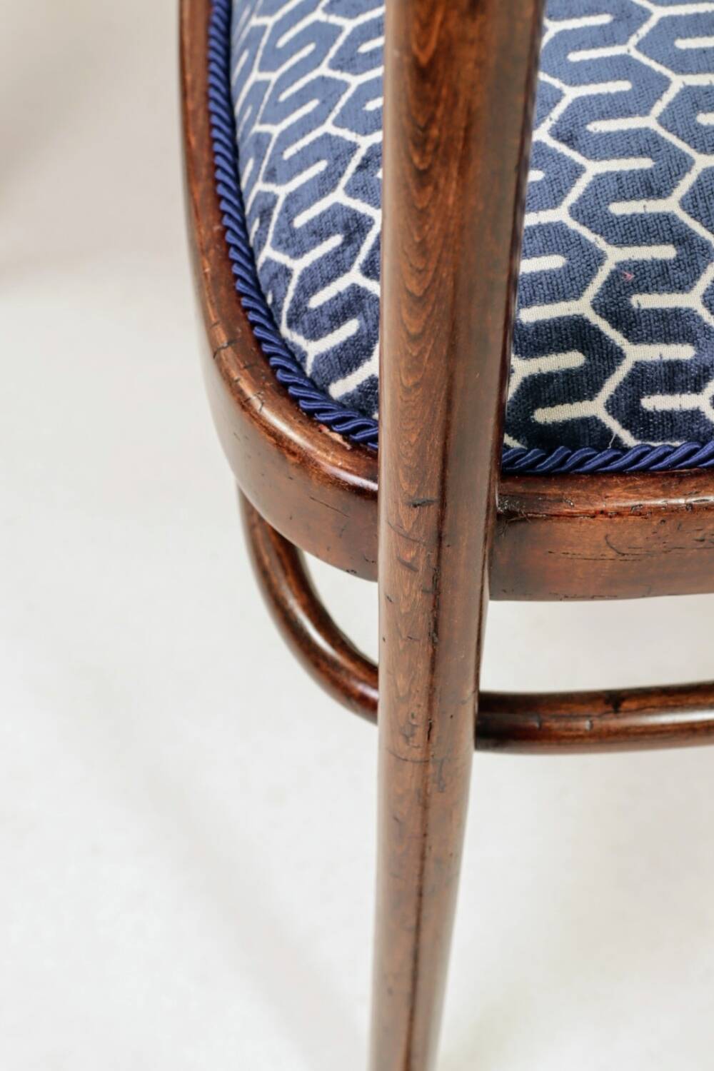 Pair of restored Art Deco style Thonet armchairs in jacquard.