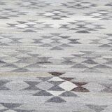 Handmade Afghan Kilim Rug, Grey Wool Geometric Flatweave Carpet 239x175cm