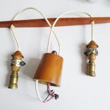Suspension scandinave en verre opale teck