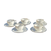 Set de 5 tasses et soucoupes anciennes Kronester Baviere, porcelaine fine