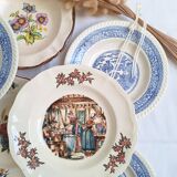 Vintage blue beige soup plates