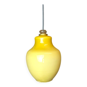 Suspension poire opaline jaune