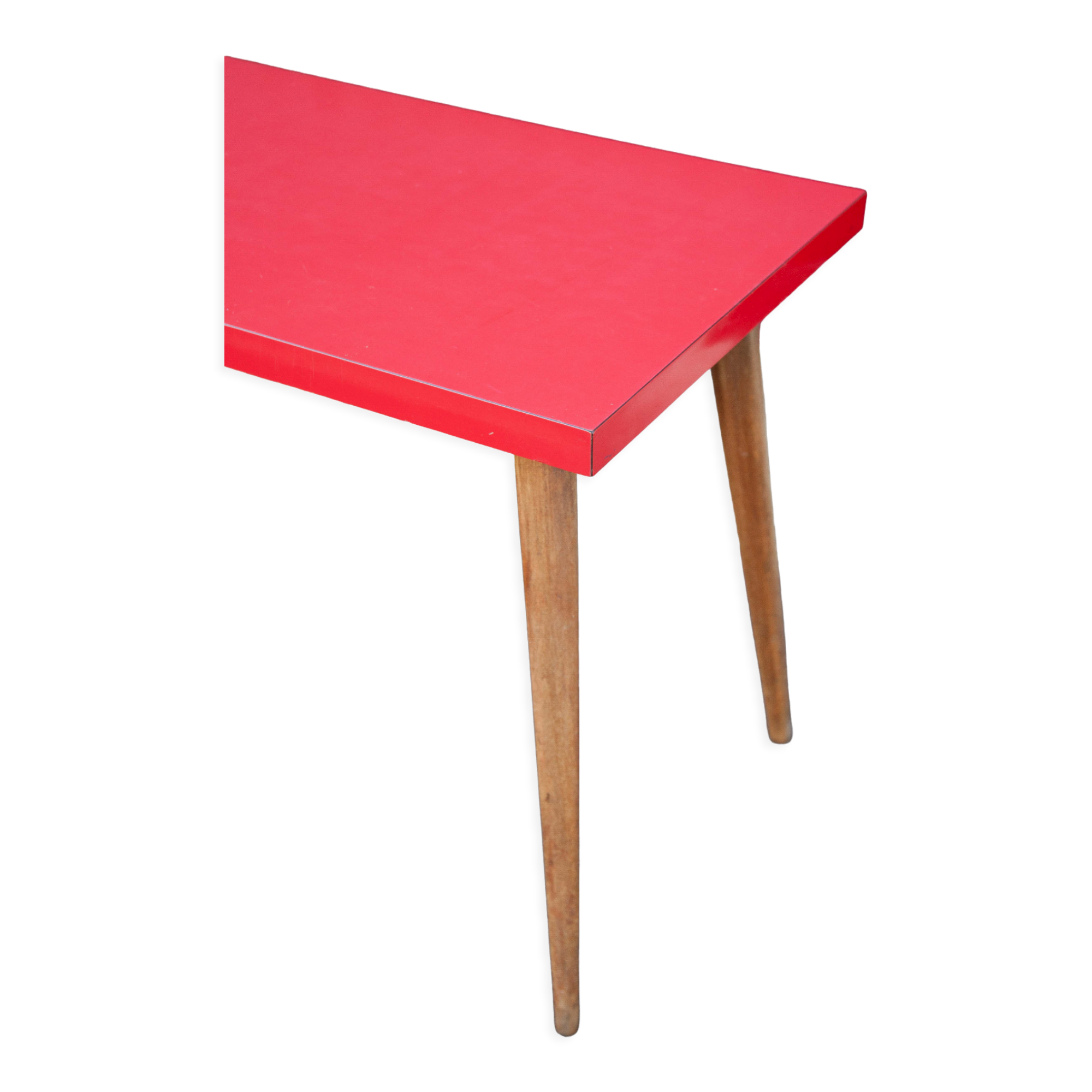 Vintage bistro table wooden table and red formica feet compass, kitchen, countryside