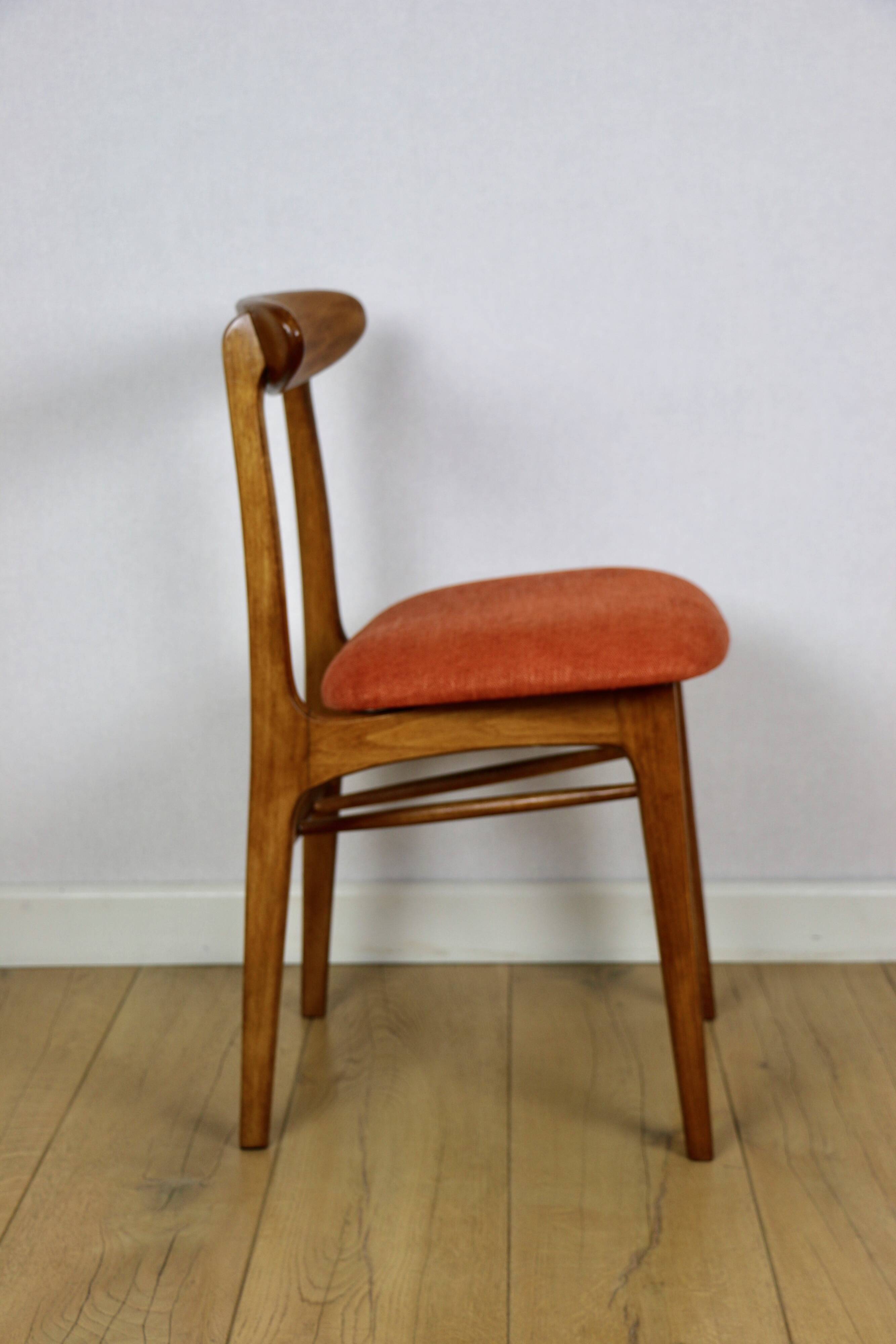 Chaise vintage Hałas brique terracotta - ensemble de 4