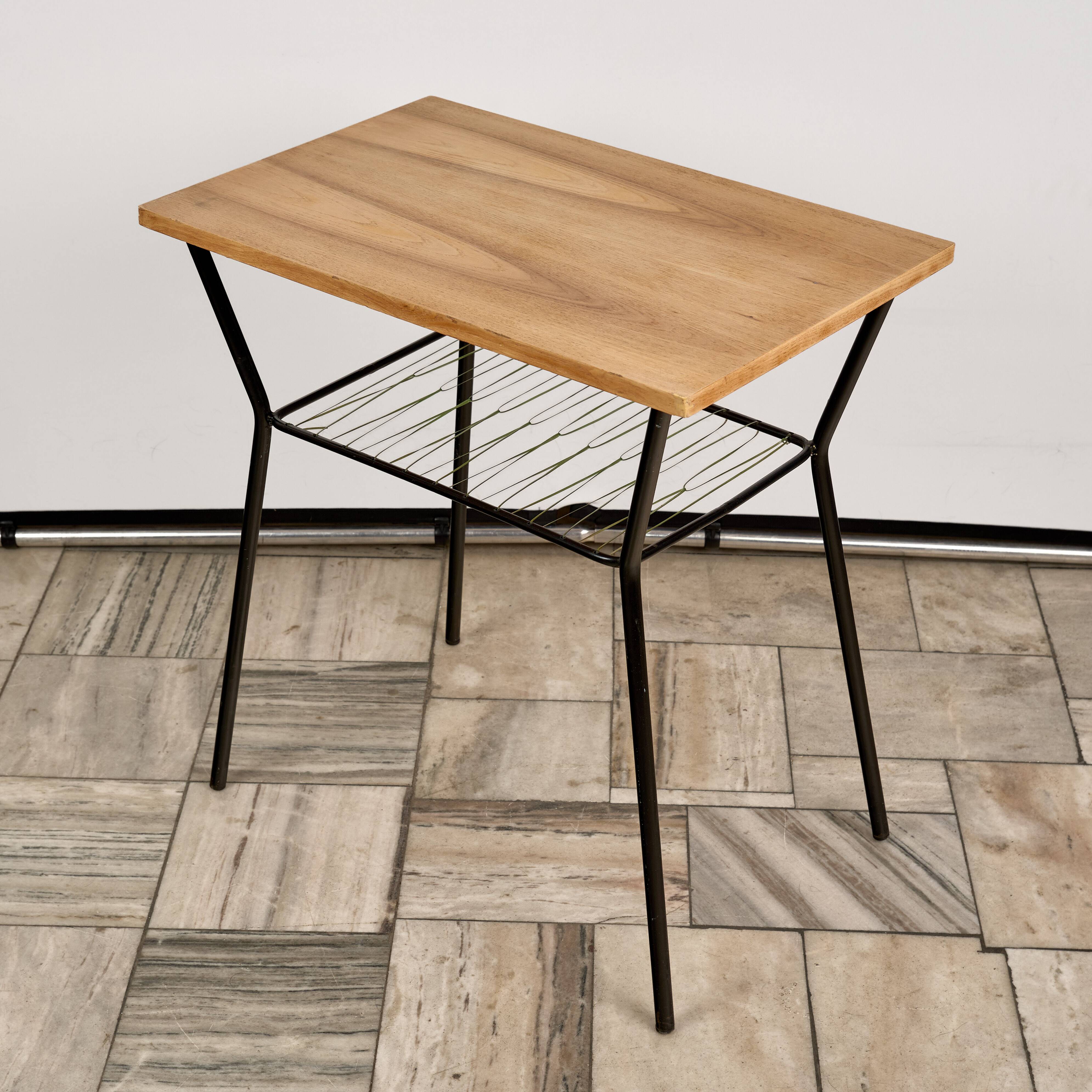 Vintage Oak Side Table, 1960s, Czechoslovakia