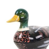 Terrine canard en terre cuite émaillée par Michel Caugant, années 60