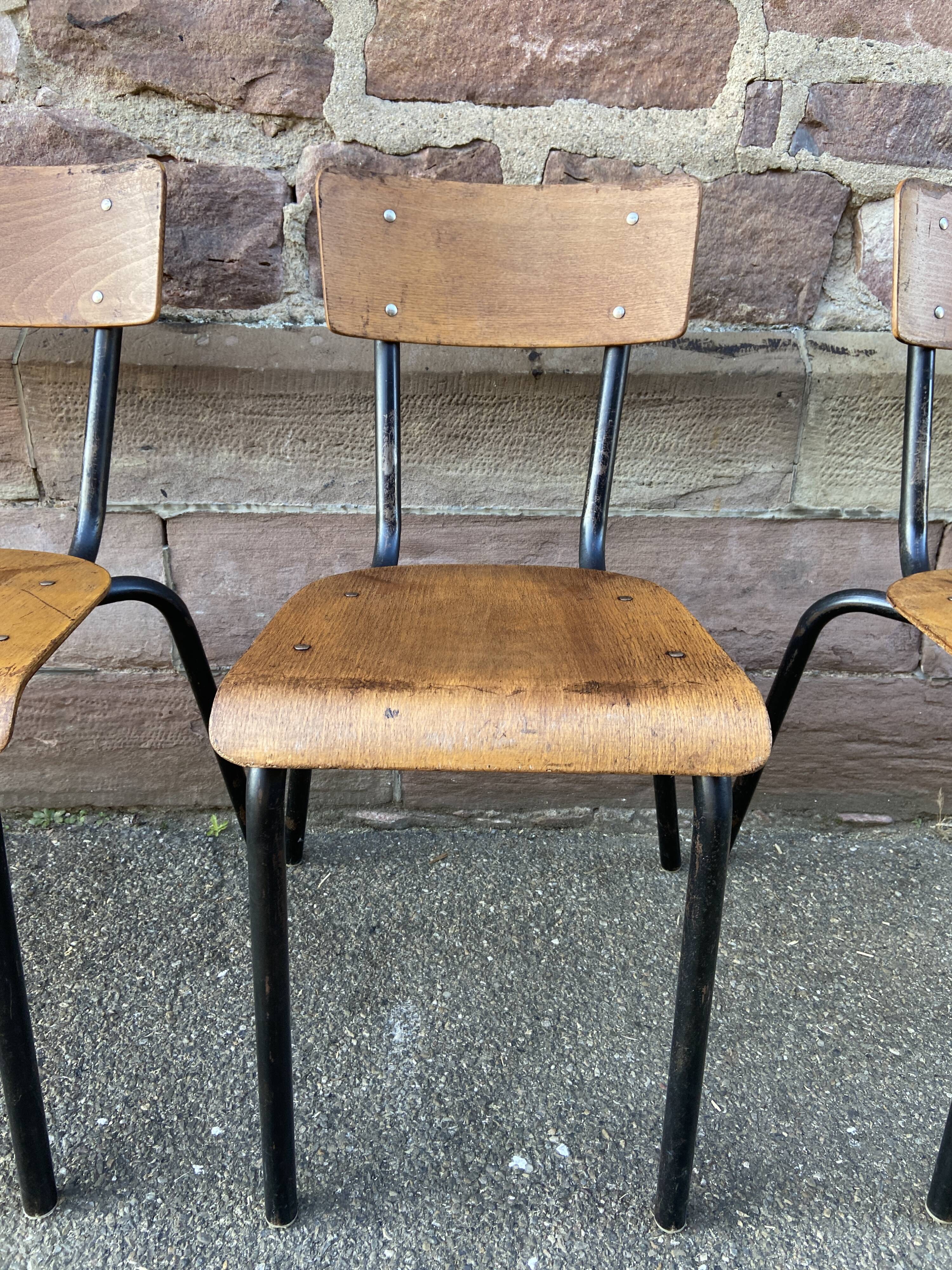 4 vintage 60s school chairs