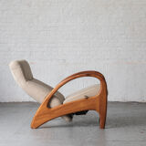 Reclining easy chair in beige wool, Denmark, 1980’s