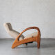 Reclining easy chair in beige wool, Denmark, 1980’s