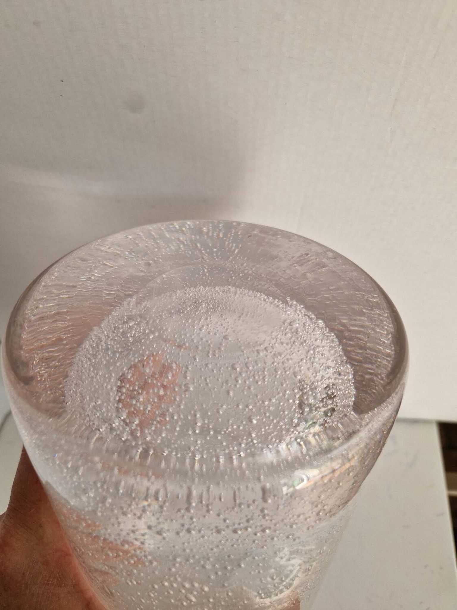 Grand vase en verre bullé style biot